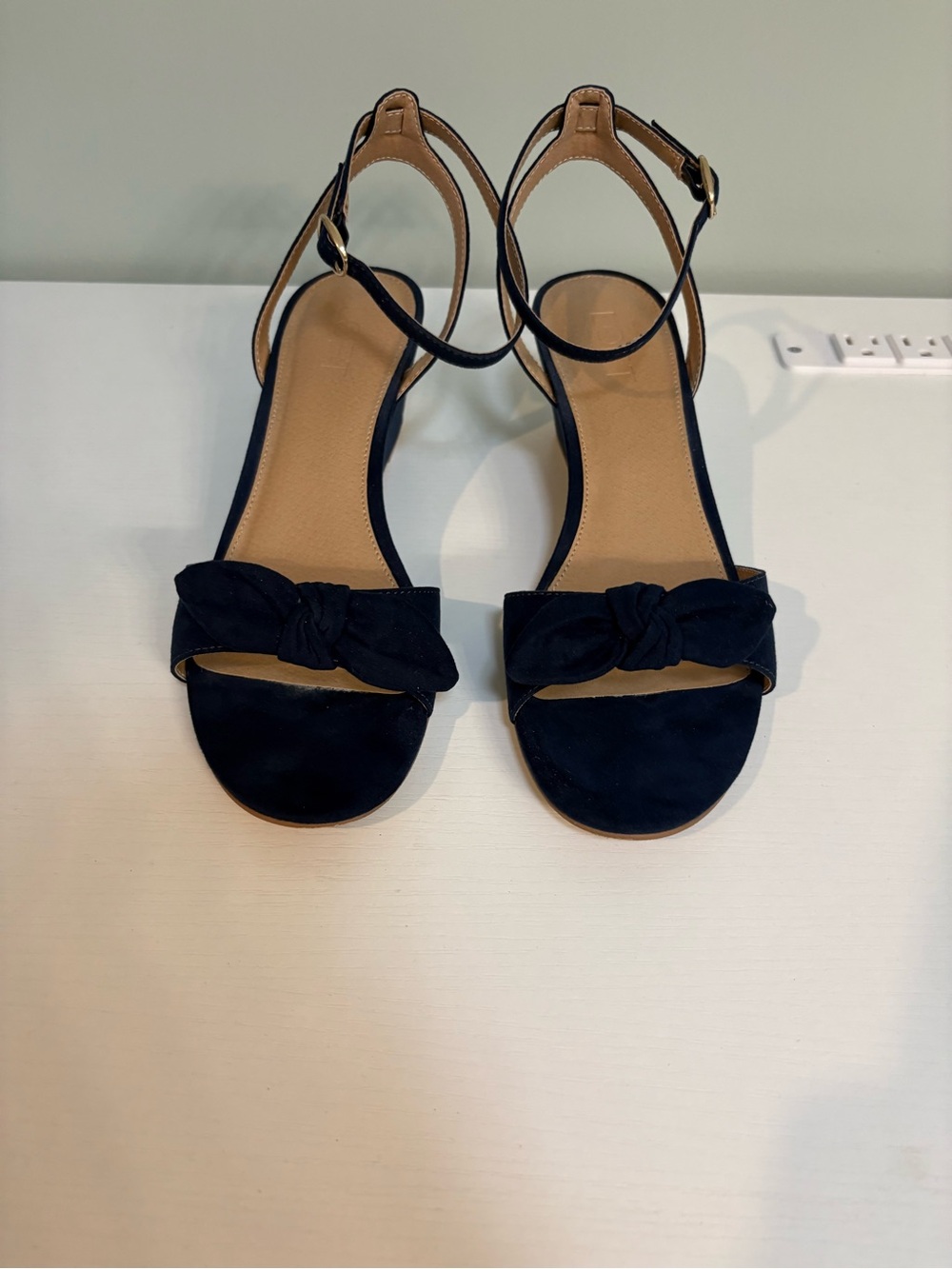 LOFT Navy Knot-Front Ankle-Strap Sandals
